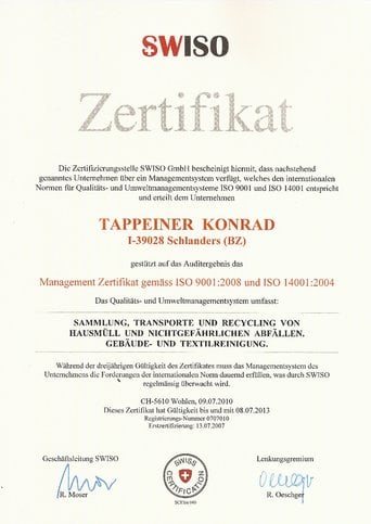 Zertifikate ISO 14001 + ISO 9001
